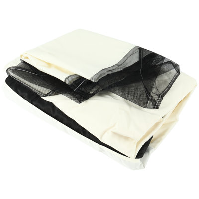 10X12 Gazebo Canopy Replacement Top, Protected, Water-Repellent, Fade , With Air Vent And Drain Holes, White Cover Fabric,