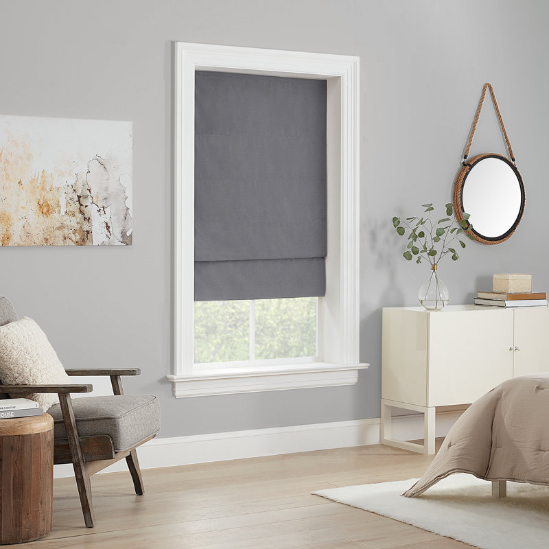 Cordless Blackout Roman Shade, 31"W x 64"L, Gray