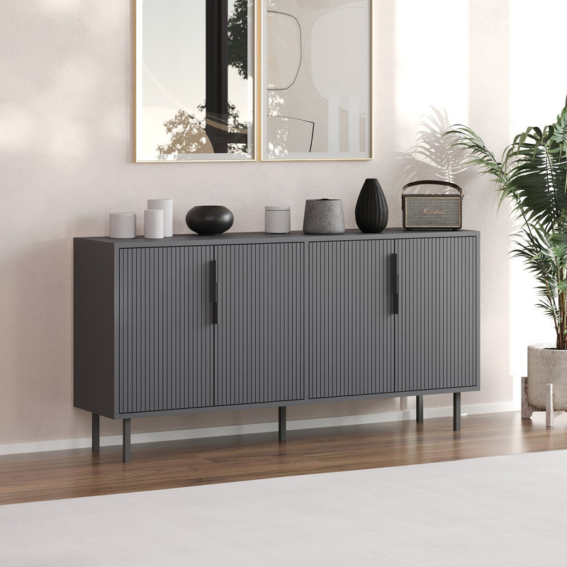 Modern Anthracite Console Table, 59.1 x 29.5 x 14.2 Inches | 100% Melamine Coated Particle Board, Thickness: 0.7 Inches | Sleek Design, Durable & Stylish for Contemporary Living Rooms & Entryways