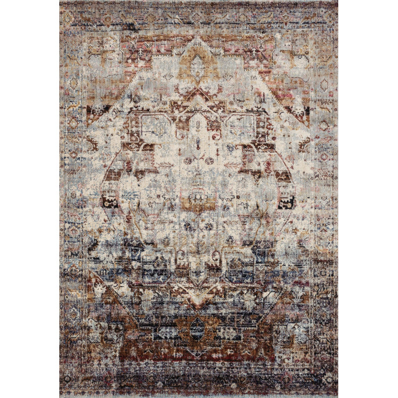 Tapis brun et rouge à motif oriental Goggin, Rectangle 6 pi 7 po x 9 pi 2 po