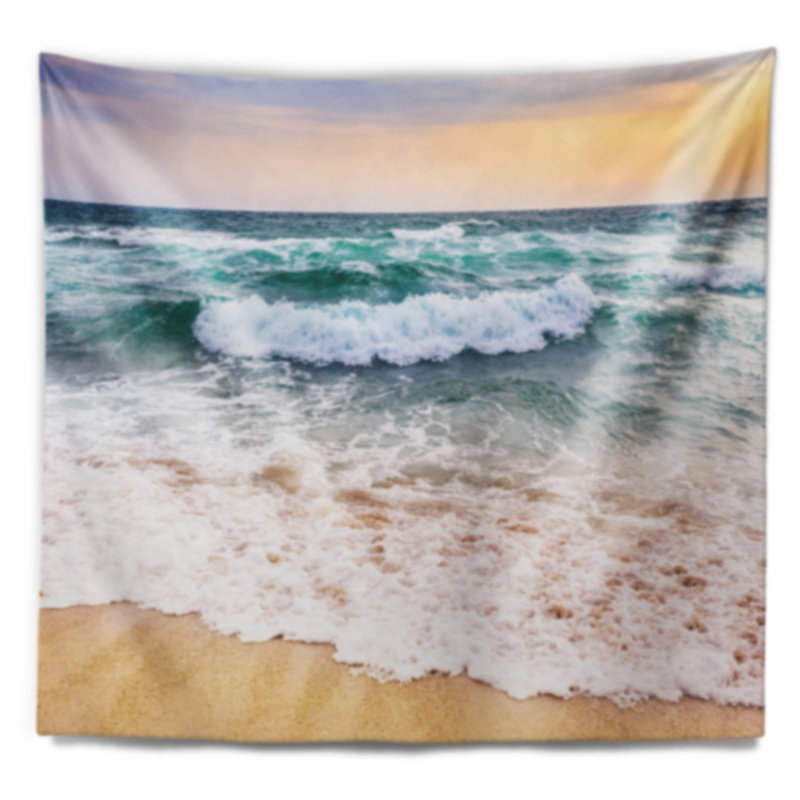  Vagues écumantes éclaboussant la tapisserie de sable, H 68 po x l 80 po