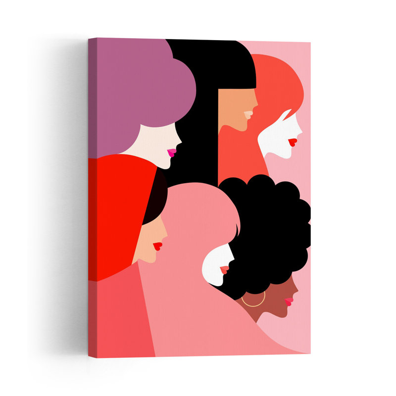 Profils de femmes diverses - Affiche murale moderne, minimaliste et colorée, 18" H x 12" W