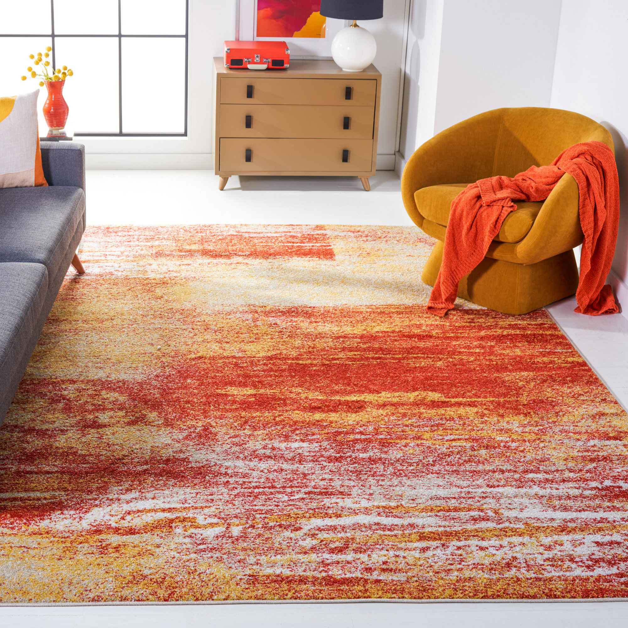 Wrought Studio Alburtis Performance Abstract Rug & Reviews | Wayfair