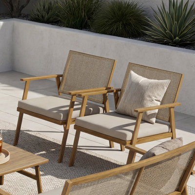 Outdoor Aluminum Patio Chairs With Cushions, Set Of 2