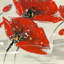 Fleurs abstraites rouges dans le vent - décor de toile florale-1982820506