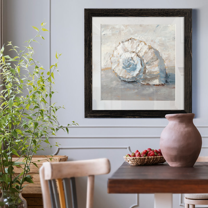 Blue Shell Study III-impression de cadre photo sur papier, Papier encadré noir, H 21 po x l 21 po x P 1 po