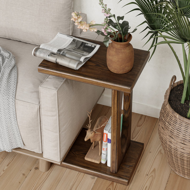 Table d'appoint rustique en forme de C
