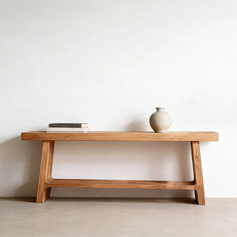 Console rétro en bois massif multifonctionnel, 29,53 po H x 94,49 po L x 13,78 po P, Bois naturel