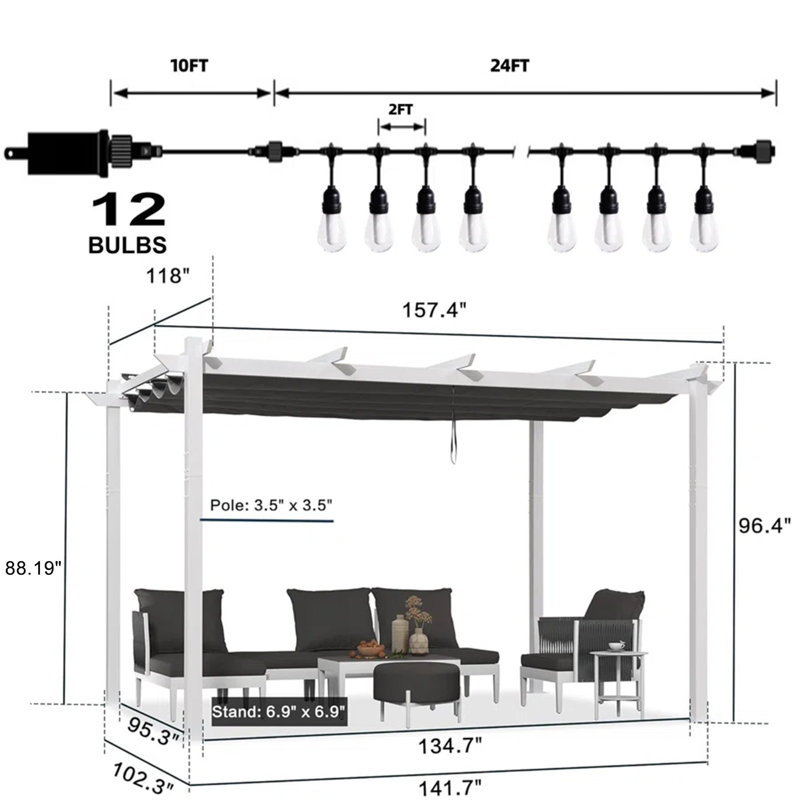 4m x 3m Aluminium Pergola