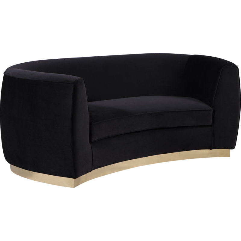 Breccan 70.5'' Velvet Loveseat, Gold, Black Velvet