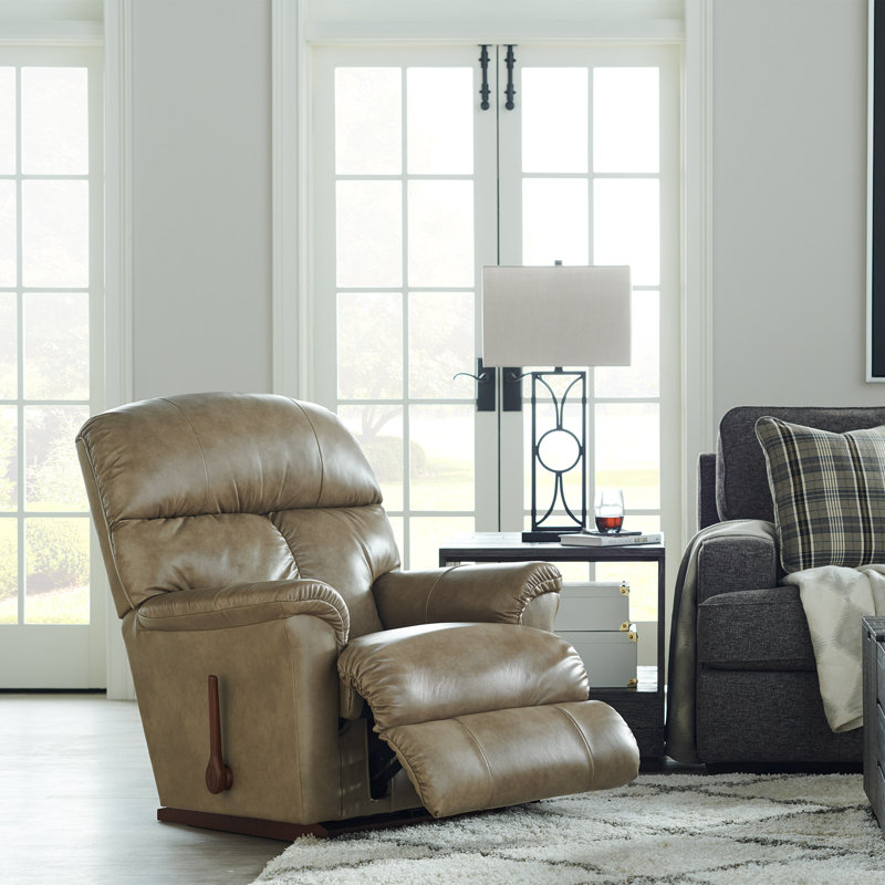 Reed Leather Match Rocking Recliner, Walnut Leather Match, Manual