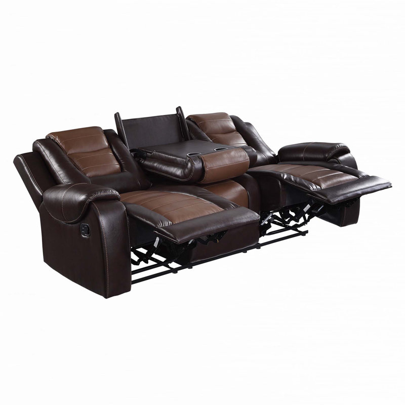 2Pc Reclining Sofa Loveseat, Brown