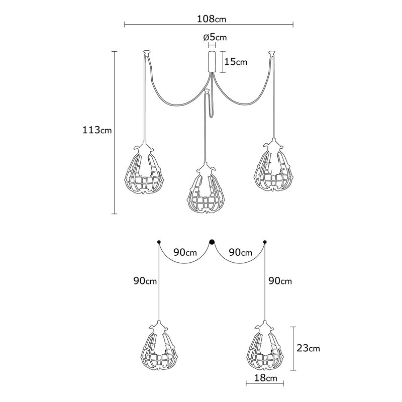 3 - Light Black Cluster Pendant