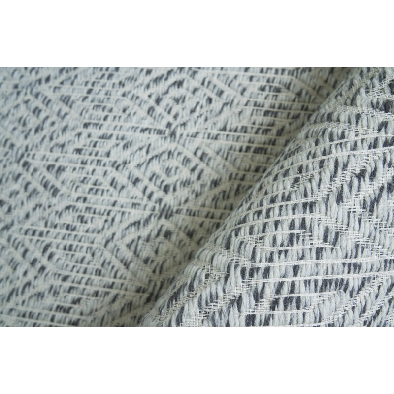 Woven Earth Wool Geometric Area Rug in Silver, Rectangle 10' x 14'