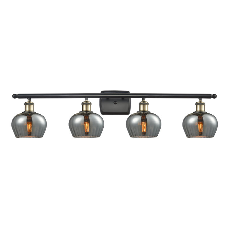 Éclairage de salle de bain à intensité variable 4 lumières Lyman, Ampoule DEL 6 watts Vinage, Laiton antique noir