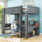Jazlena Wood Loft Bed with Desk and Drawer, Shelves-368153754