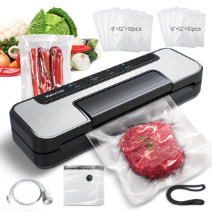 Vakumar Vacuum Sealer Machine, 80Kpa Food Vacuum Sealer Machine with Double Pump, Dry,/Moist, Pulse Mode, Handle Locked Design, LED Indicator Light & Cutter,12MM Widened Heating Strip