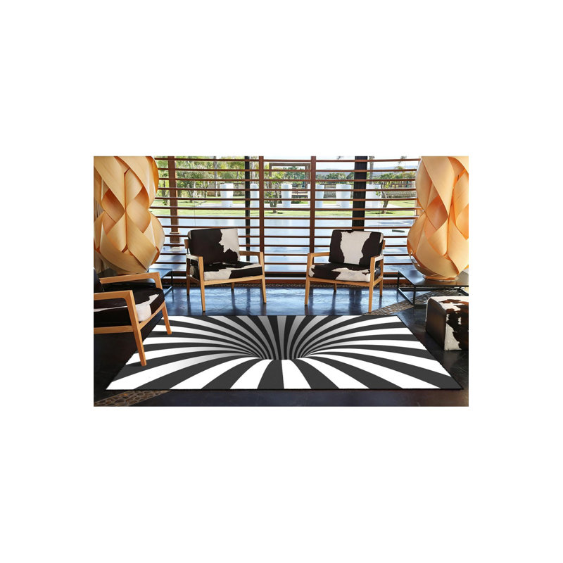 Infinity Black Hole Themed Woven Base Washable Rug, Rectangle 3'11" x 5'11" Rug Pad Included