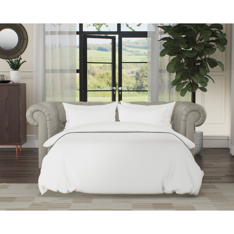 Melrose 3 Seater Leather Sofa Bed, Cloud Grey