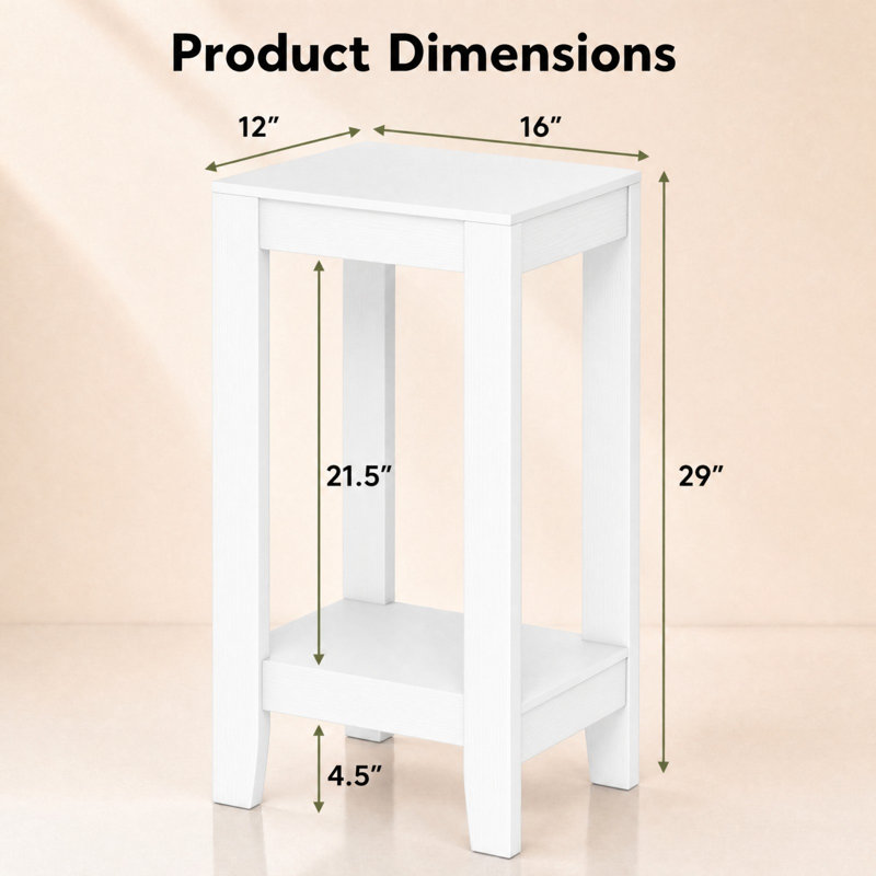 Top End Table with Storage, White, 1