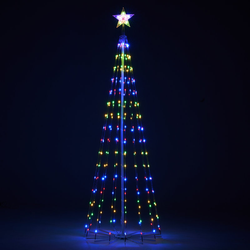 Arbre de Noël animé 6 pi avec lumières à DEL et 280 piquets en métal