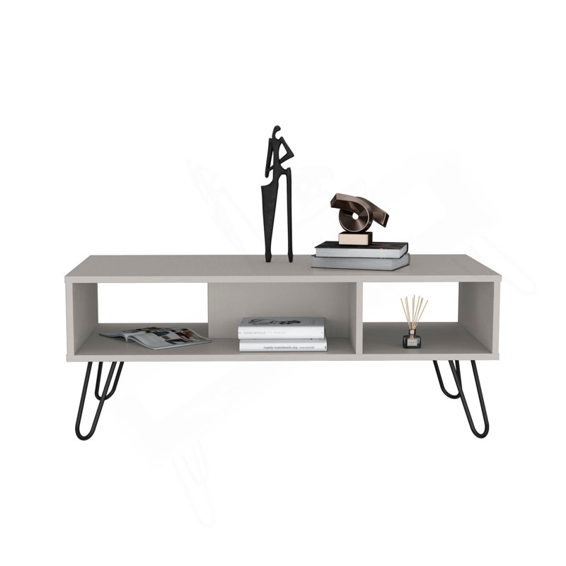 Vassel Coffee Table, Hairpin Legs, Two Shelves
