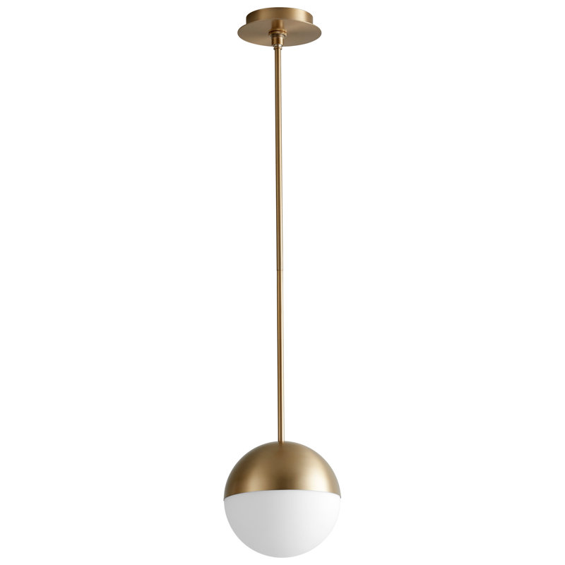 Luminaire suspendu sphère 1 lumière DEL 1 lumière, Laiton vieilli, H 24 po x l 8 po x P 8 po