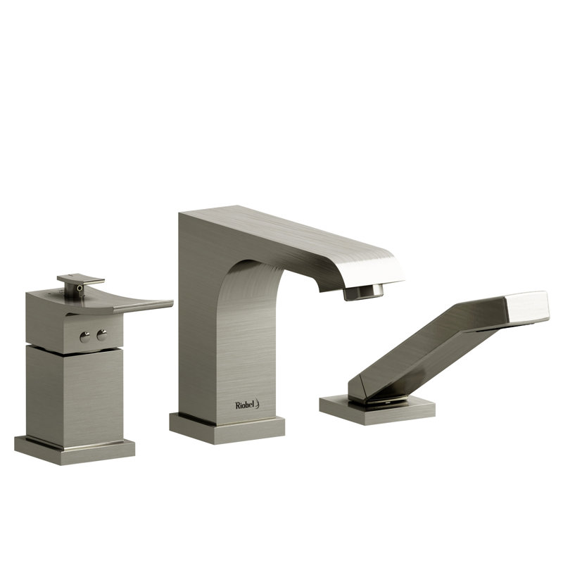 Robinet de baignoire romaine à poignée simple Zendo ™, Nickel brossé