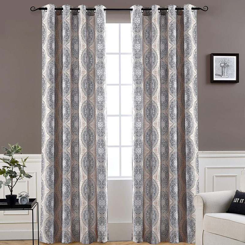 Ishpeming Room Darkening Curtain Pair, 52“ W x 108" L, Beige/Gray