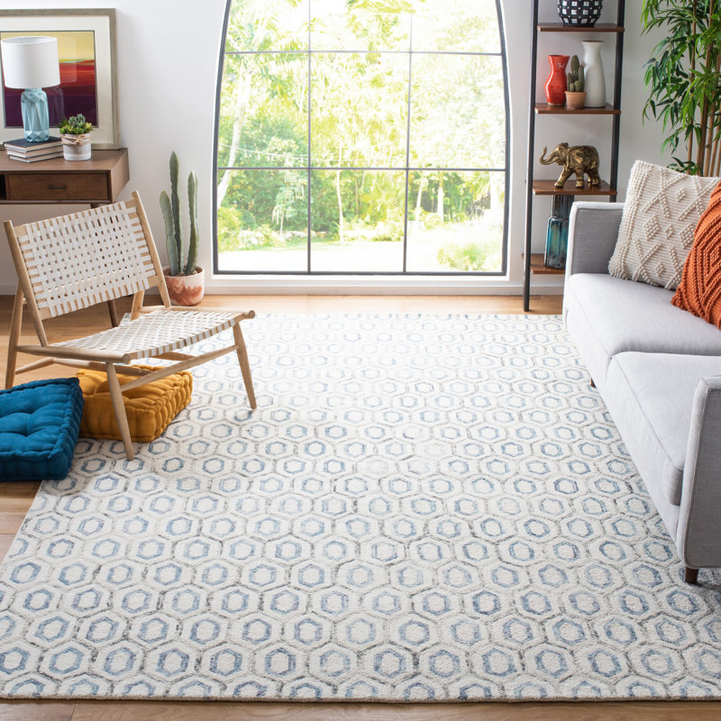 Gerad Metro Hand Tufted Wool And Cotton With Latex Geometric Rug, Rectangle 8' x 10'