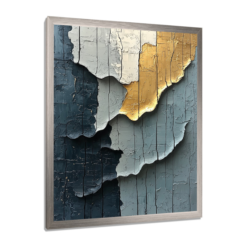 Skiles - Art mural abstrait sur toile, Argent argent, H 20 po x l 12 po, Reproduction encadrée d'une seule photo