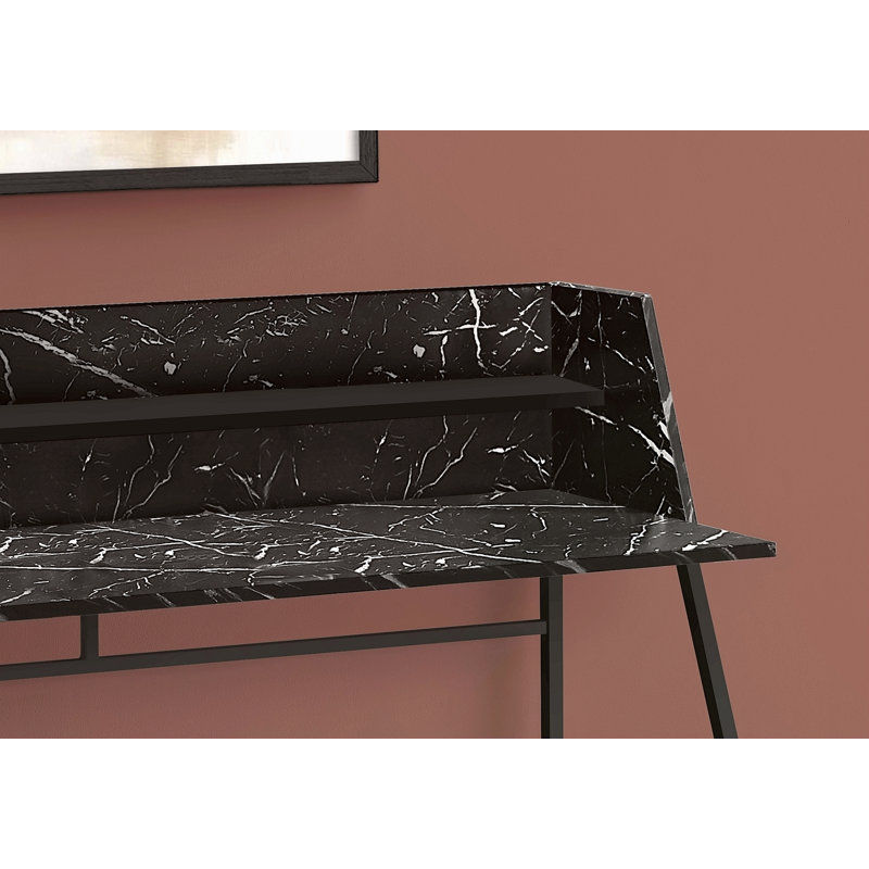 Bureau d'ordinateur, bureau personnel, ordinateur portable, tablettes de rangement, L 48 po, travail, métal stratifié aspect pierre, contemporain, moderne