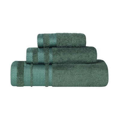 Bouse Hays Cotton Solid Plush Soft Absorbent Medium Weight 3 Piece Bathroom Towel Set