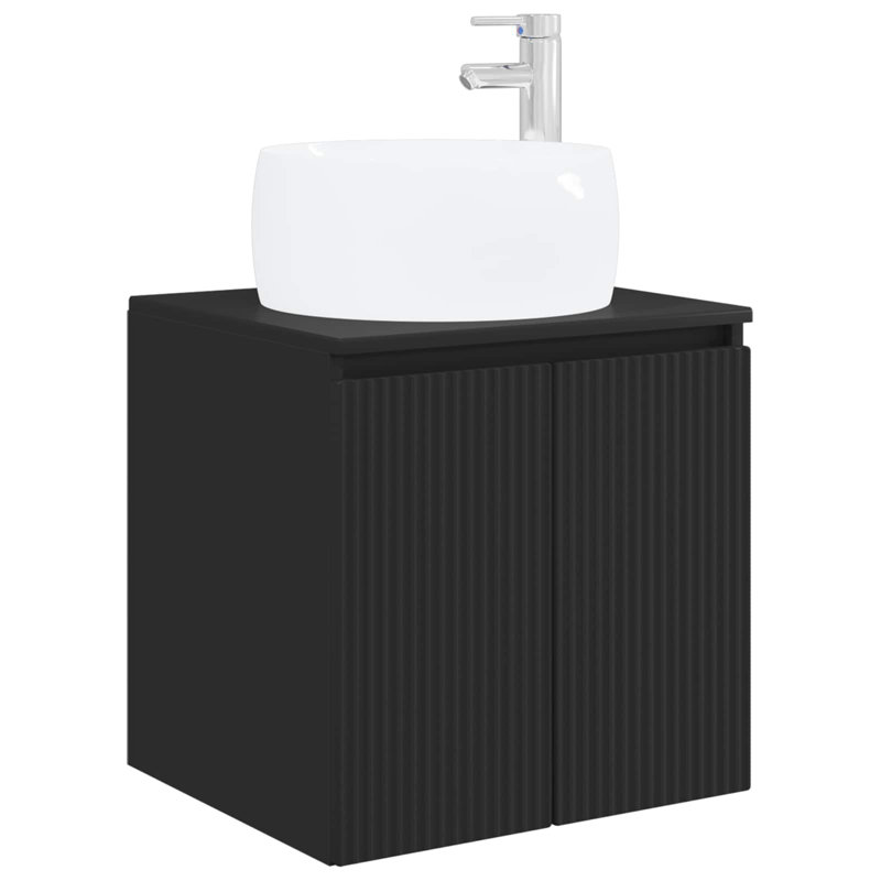 Single Bathroom Vanity with Ceramic Basin, Black