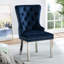 2 pièces de fauteuils à oreilles en flanelle bleue - Bouton avec pieds et détails attrayants pour des ornements captivants dans la salle à manger-132995261