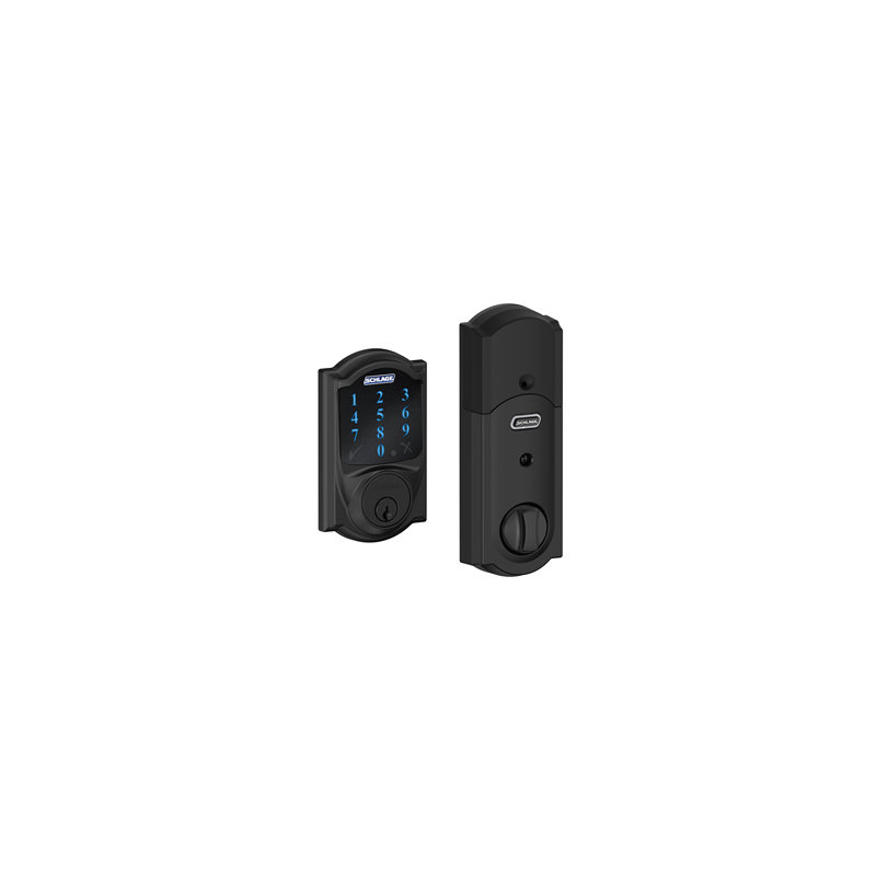 Camelot Electronic Single Cylinder Deadbolt, Matte Black/Blue