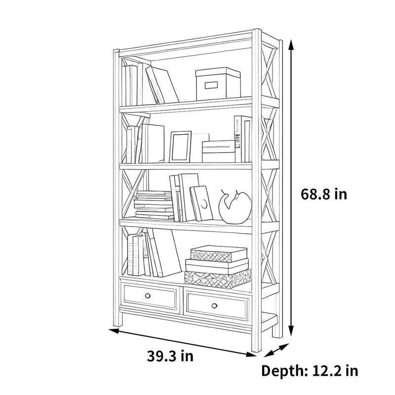 Bradburn, (4 tablettes) H 68,8 po x l 39,3 po x P 12,2 po, Brun