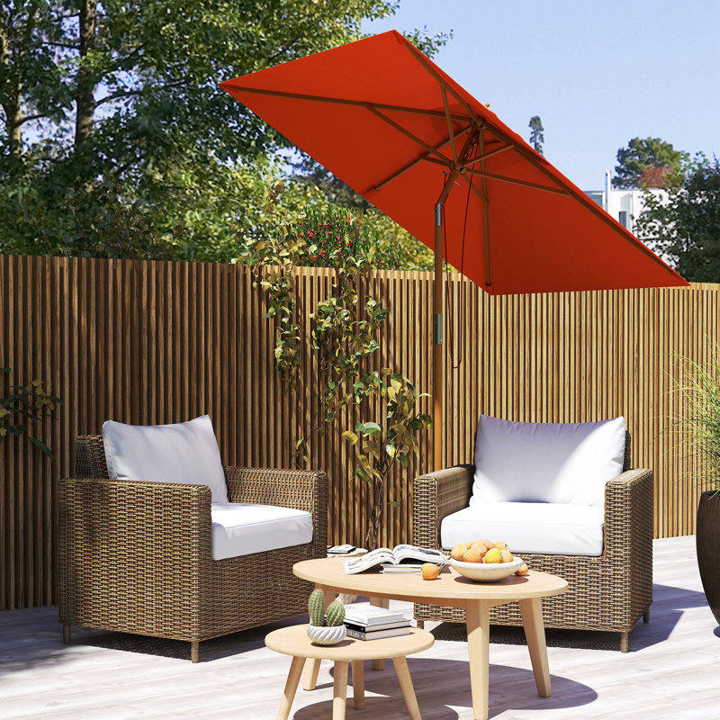 Outsunny Garden Parasol Umbrella, Orange