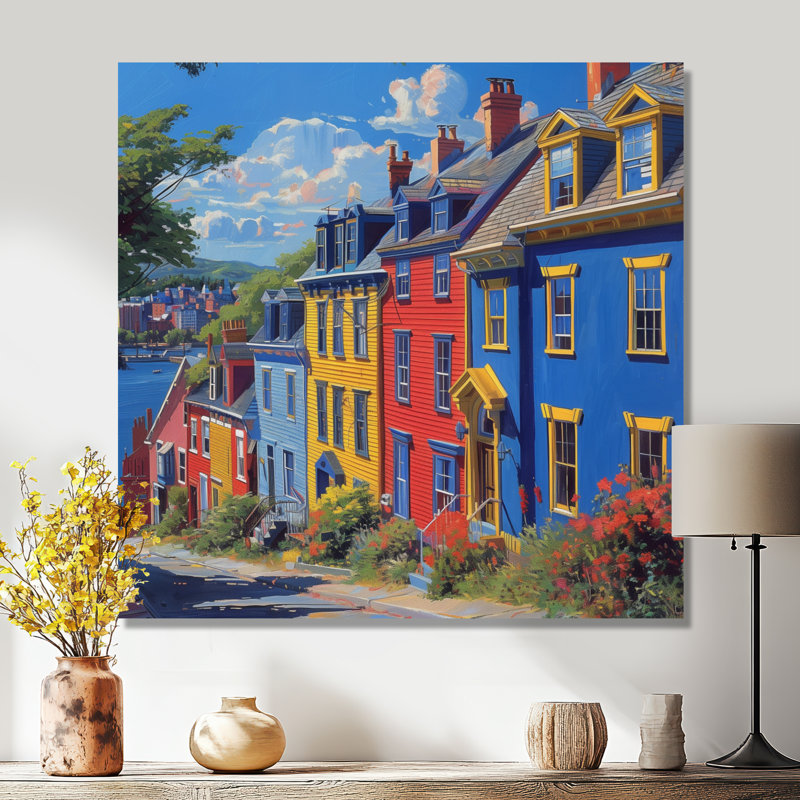 Canada Canada, maisons en rangée à St John II - Canada Wall Art Living Room, H 30 po x l 30 po x P 1 po, Métal métal