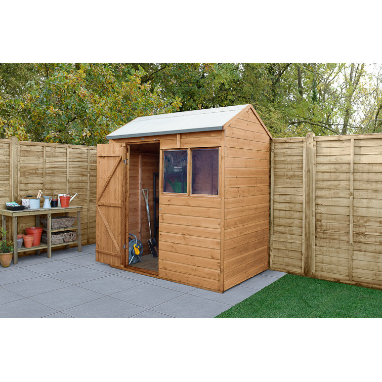 6 ft. W x 4 ft. D Wooden Overlap Reverse Apex Garden Shed with Installation Service