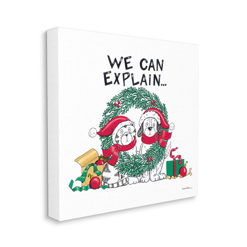 «Cat & Dog Christmas Humor» par Deb Strain - peinture sur toile tendue, H 24 po x l 24 po x P 1,5 po