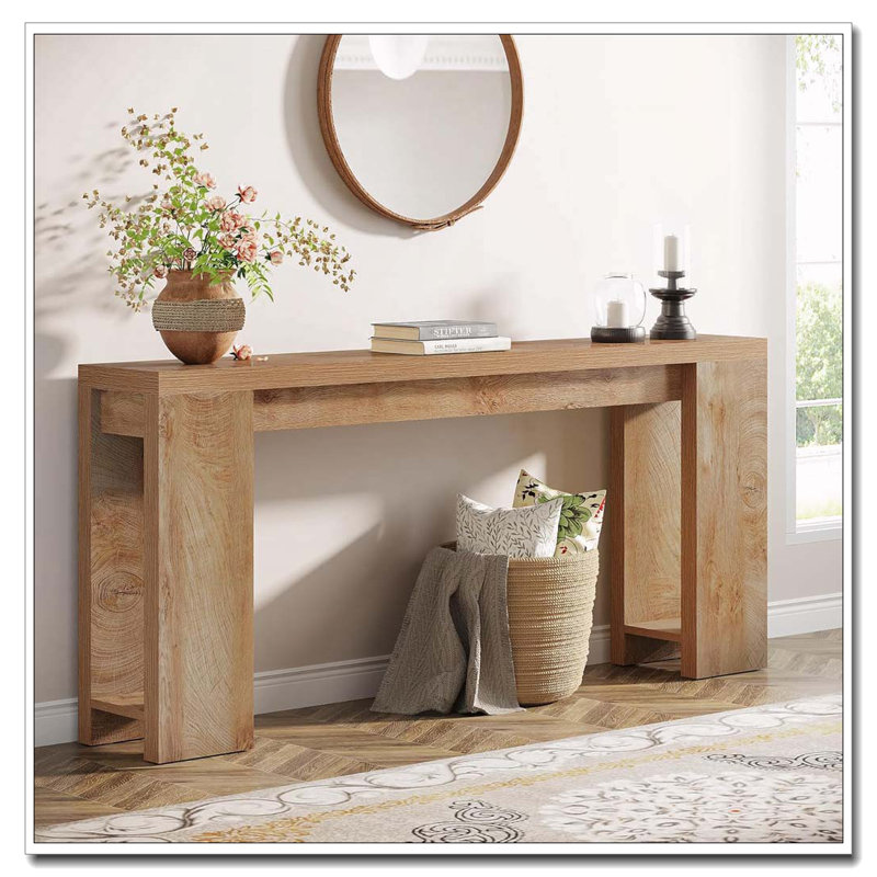 Console de style maison de campagne 70,9 po extra-longue - Canapé d'entrée en bois étroit derrière le canapé