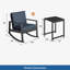 Ensemble bistro en aluminium d'extérieur avec chaises berçantes surdimensionnées de 38 pouces de largeur et coussins bleus