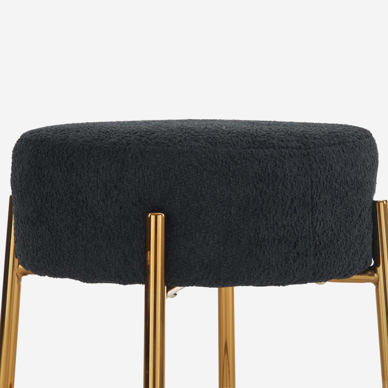Round Bar Stool, Set of 2 - Contemporary Upholstered Dining Stools for Kitchens, Cafes and Bars - Includes Sturdy Support Legs