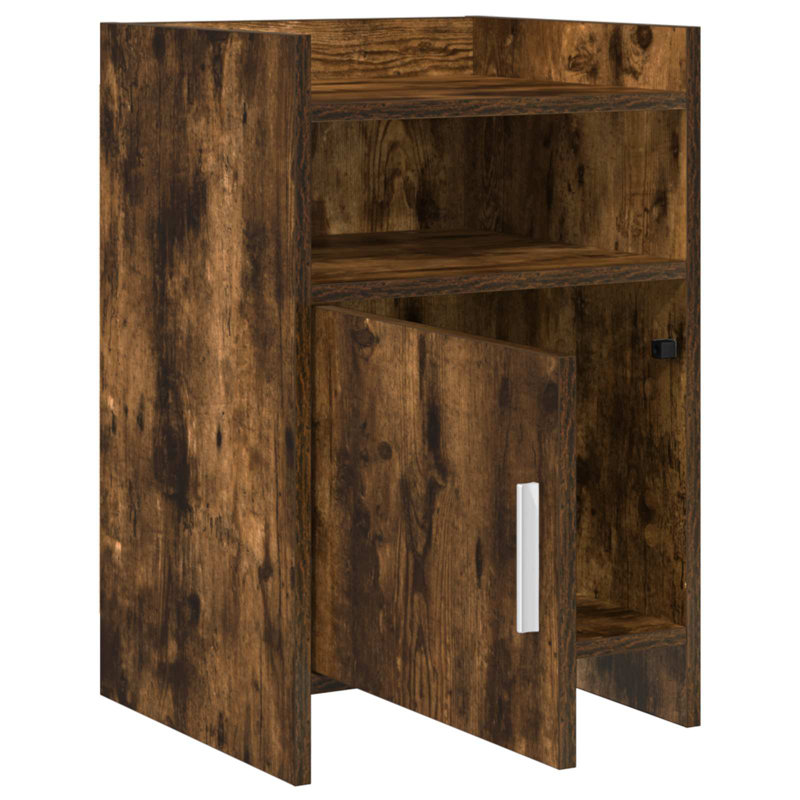 40cm W Composite Bedside Table, Smoked Oak