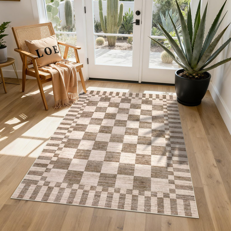 Checkered Rug for Living Room Washable Bedroom Rugs Non Slip Back Modern Classic Area Rug for Kids Boys Bedroom Home Decor Carpet for Dining Room Office