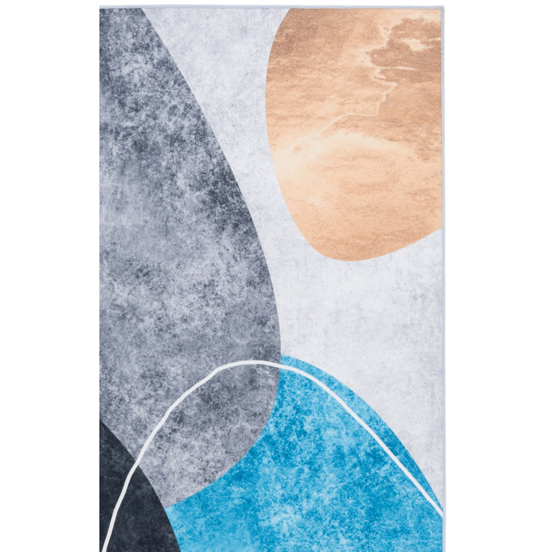 Tapis gris foncé / turquoise Bennita 837, Rectangle 4 pi x 6 pi
