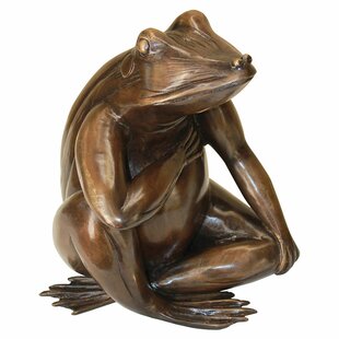 Latte Larry Frog with Coffee Cup Metal Garden Statue