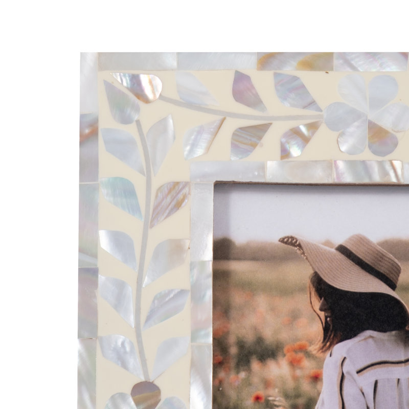 Cadre photo élégant avec bordure fleurie et vigne, 4 po x 6 po