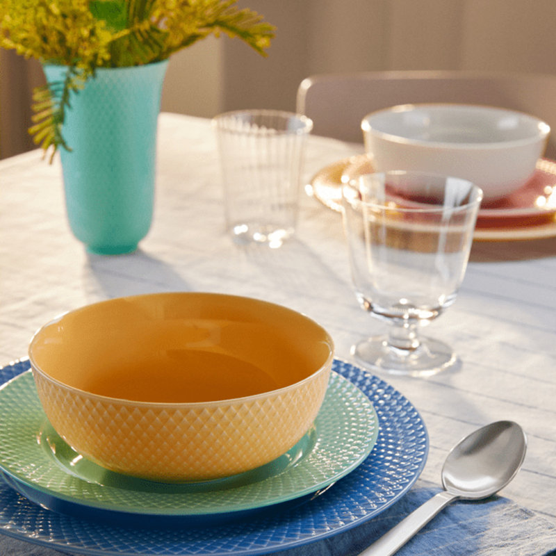 Rhombe Color Handmade Porcelain Dessert Bowl, Yellow
